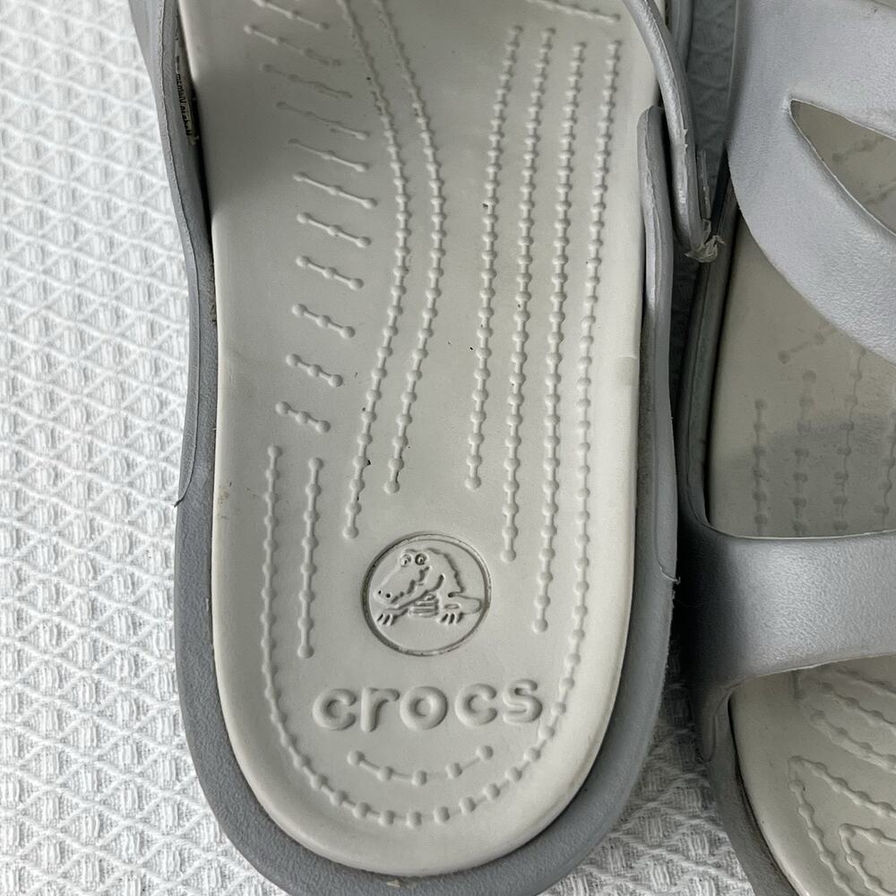 Crocs Patricia Gray Comfort Slide Sandals Women’s Size 11 W11 - Picture 4 of 9